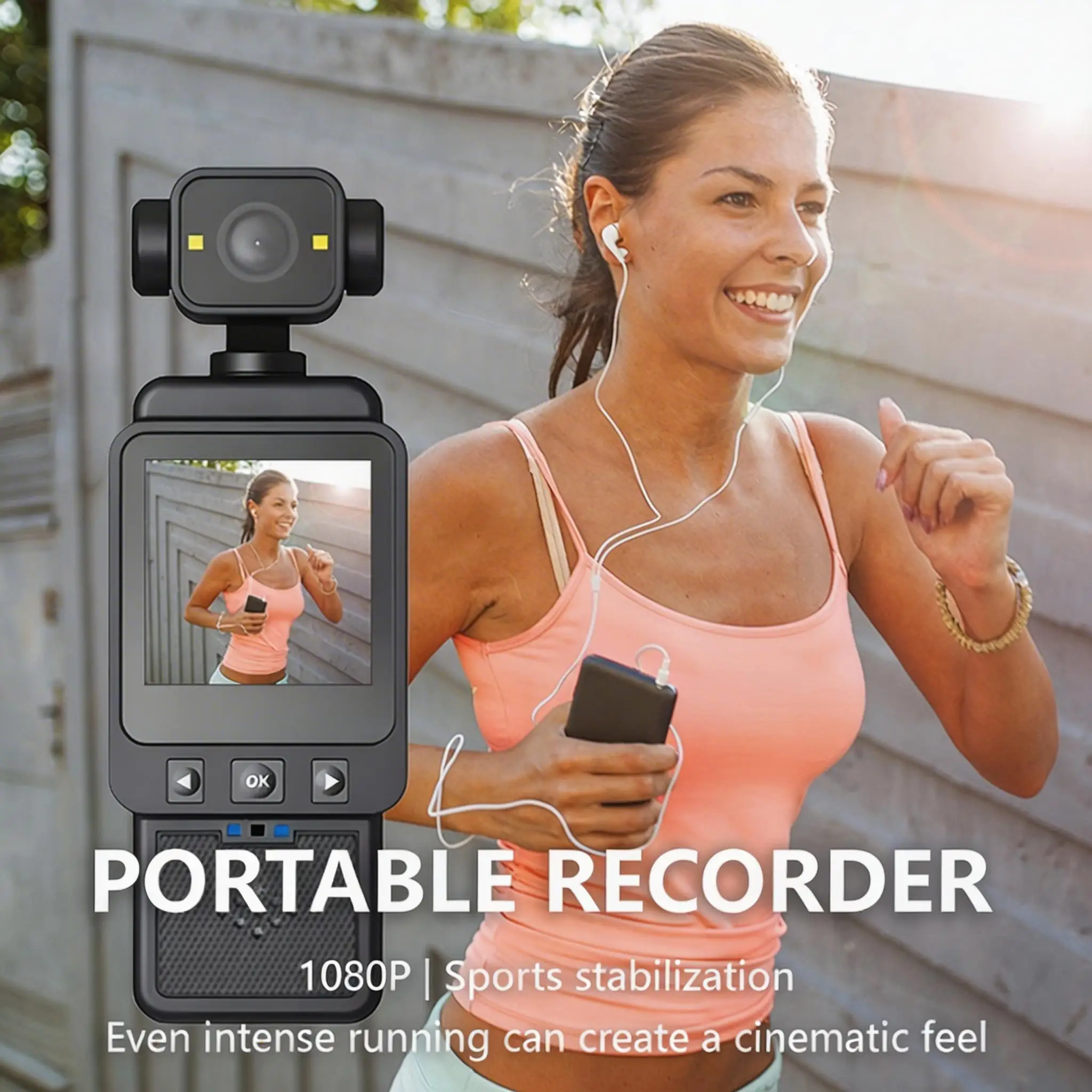 Caméra Action Cardan Portable Wi-Fi 360° - Noir