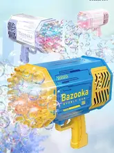  Bubble Gun Rocket 69 Holes Soap Bubbles Machine Gun Shape Automatic Blower With Light Toys For Kids Pomperos Children‘s Day Gift 