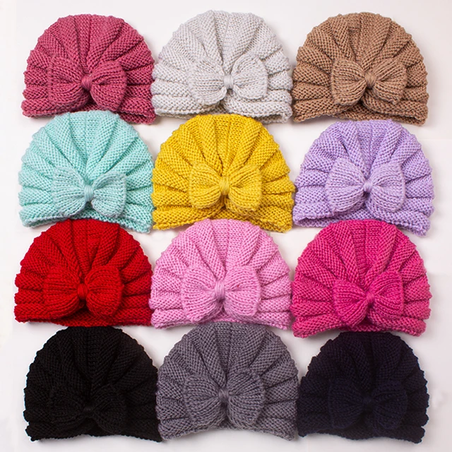 Gorro de punto de ganchillo para bebé, turbante para recién nacido, gorros  para bebé, 87HD - AliExpress