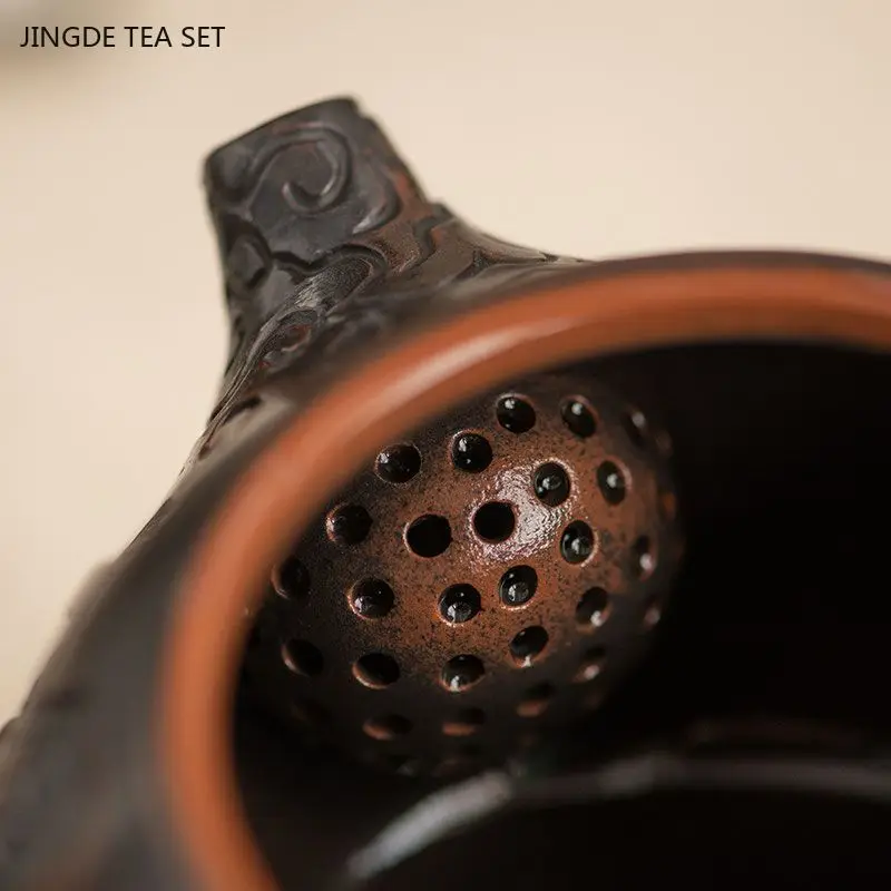 1 PCS Purple Pottery Handmade Relief Xishi Pot Chinese Retro Single Tea Maker Kung Fu Tea Set Chinese Tea Pot