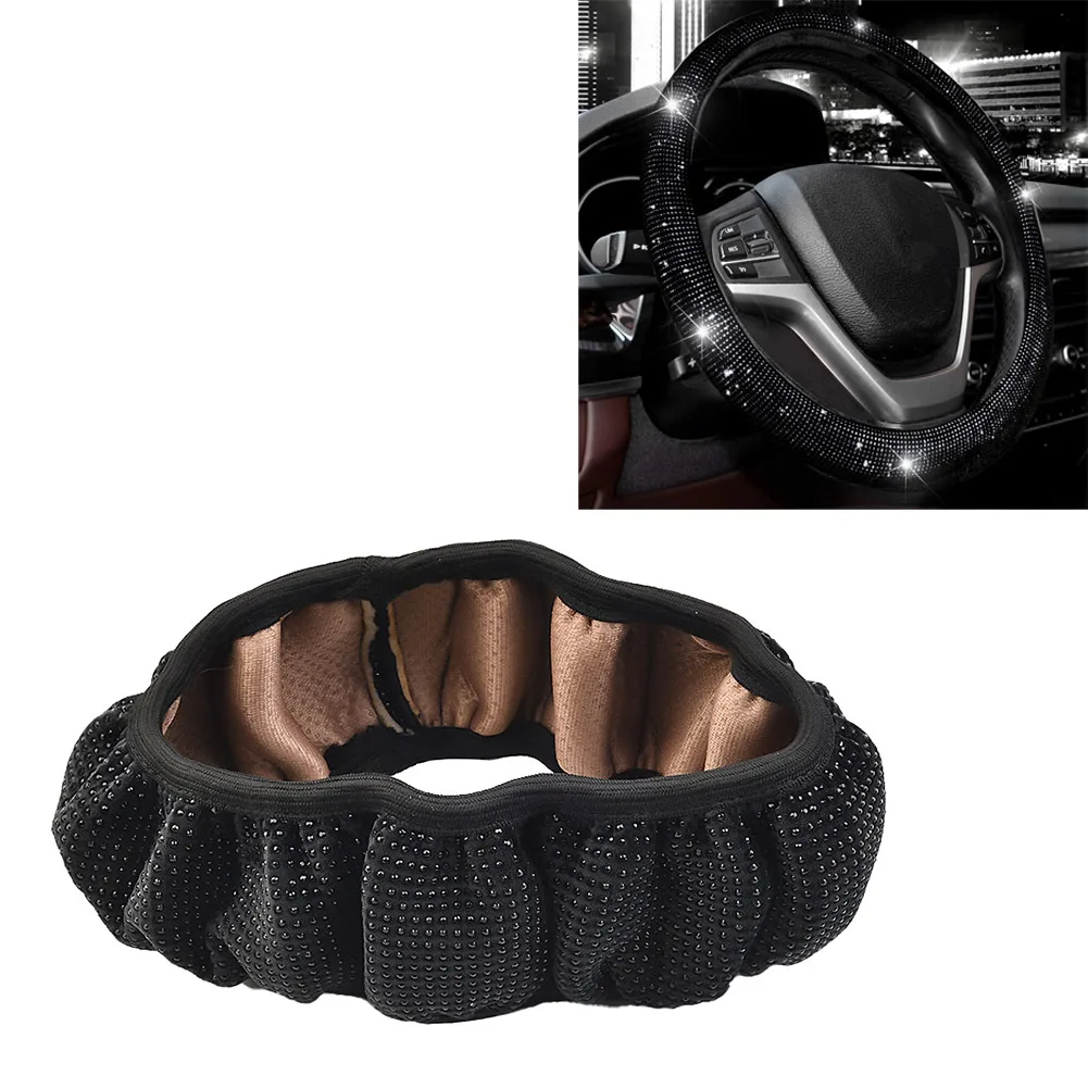 

Universal Car Steering Wheel Cover Crystal For 37-38CM Interior Replacement Rhinestones Accessory Bling Durable