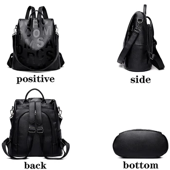 ⁦2022 New Women Backpack High Quality Soft Leather Backpack School Bags For Girls Large Capacity Anti-theft Travel Backpack Sac⁩ – תמונה ⁦4⁩