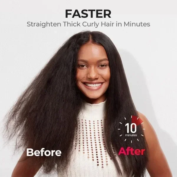 TYMO Hair Straightener Brush - Upgraded Ionic Plus Straightening Brush with Dense Bristles, 16 Temps, Dual Voltage 4