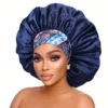 Women's Fashion Bonnet Flower Printed Hair Hat with Wide Edge Elastic Silk Smooth Satin Face for Daily Home Sleep Hat 1