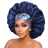 Women's Fashion Bonnet Flower Printed Hair Hat with Wide Edge Elastic Silk Smooth Satin Face for Daily Home Sleep Hat 1