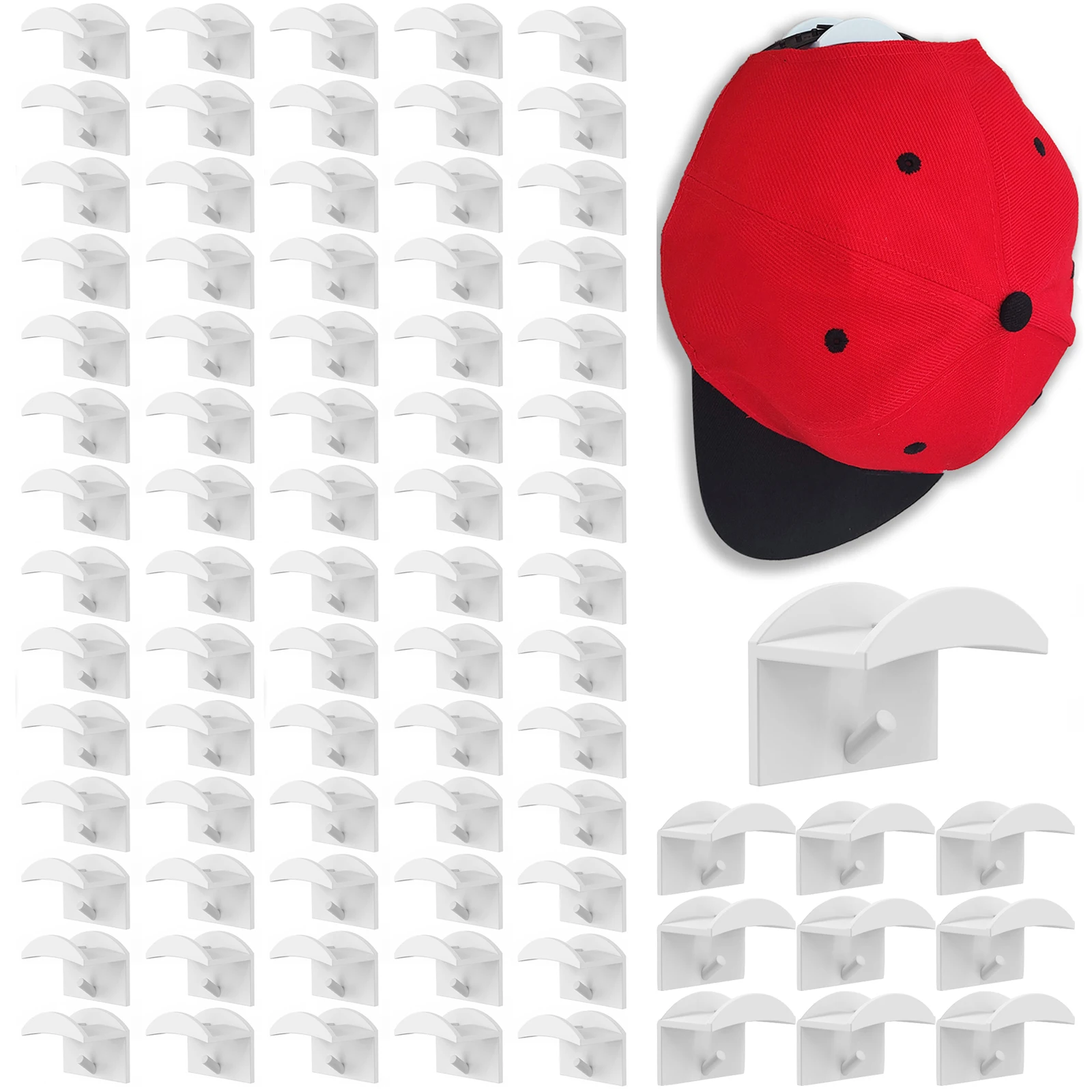 16PCS/Set Self Adhesive Hat Hooks Wall Modern Minimalist Design Strong Hold Hat Hangers for Wall Door Closet Office Bedroom