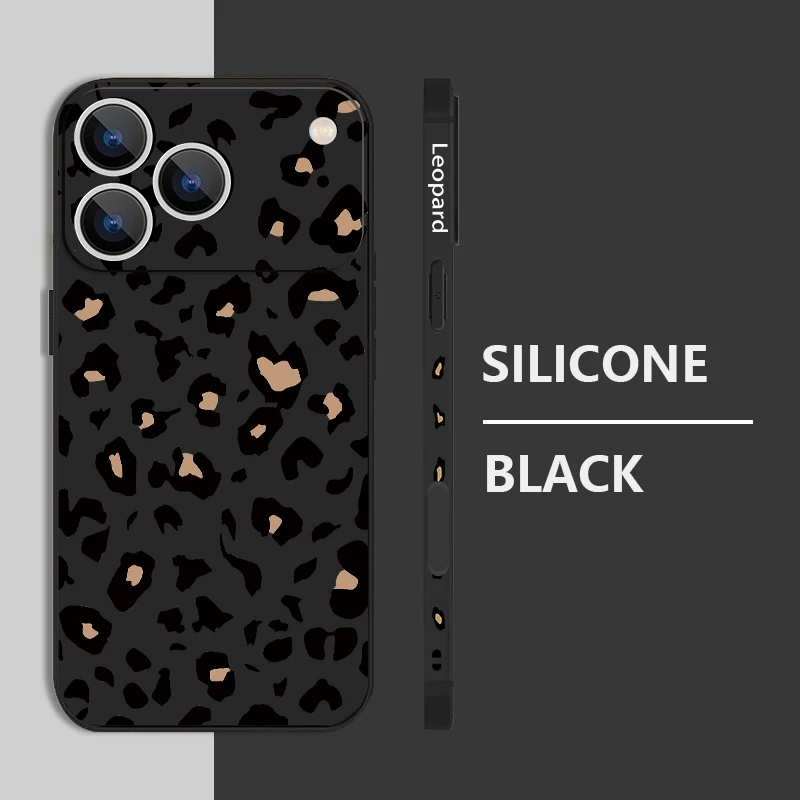 Leopard Print Soft Silicone Phone Case with Wrist Strap Lanyard