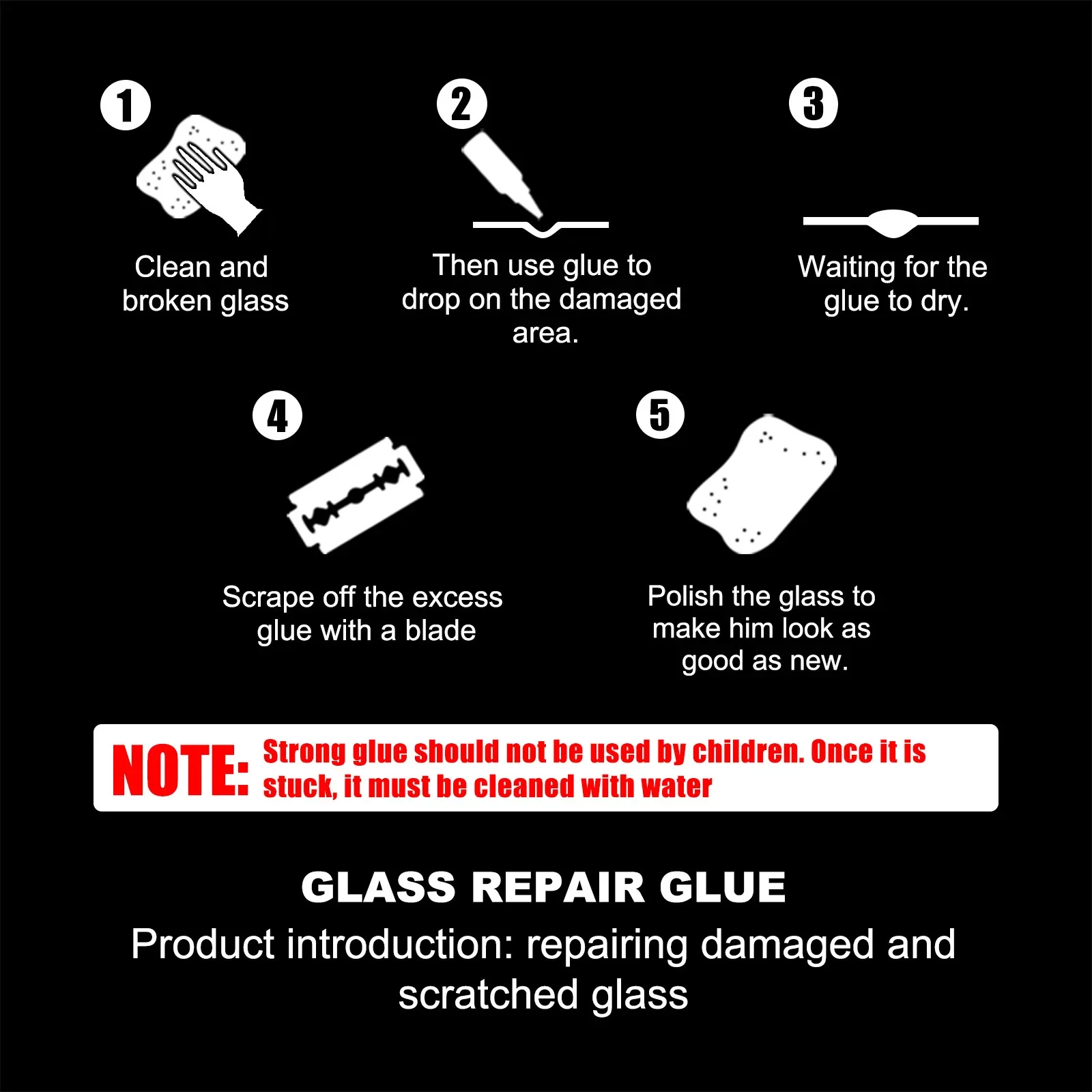 EELHOE Automotive Glass Repair Adhesive Windshield Repair Crack Adhesive Repair Adhesive Glass Repair Adhesive 3