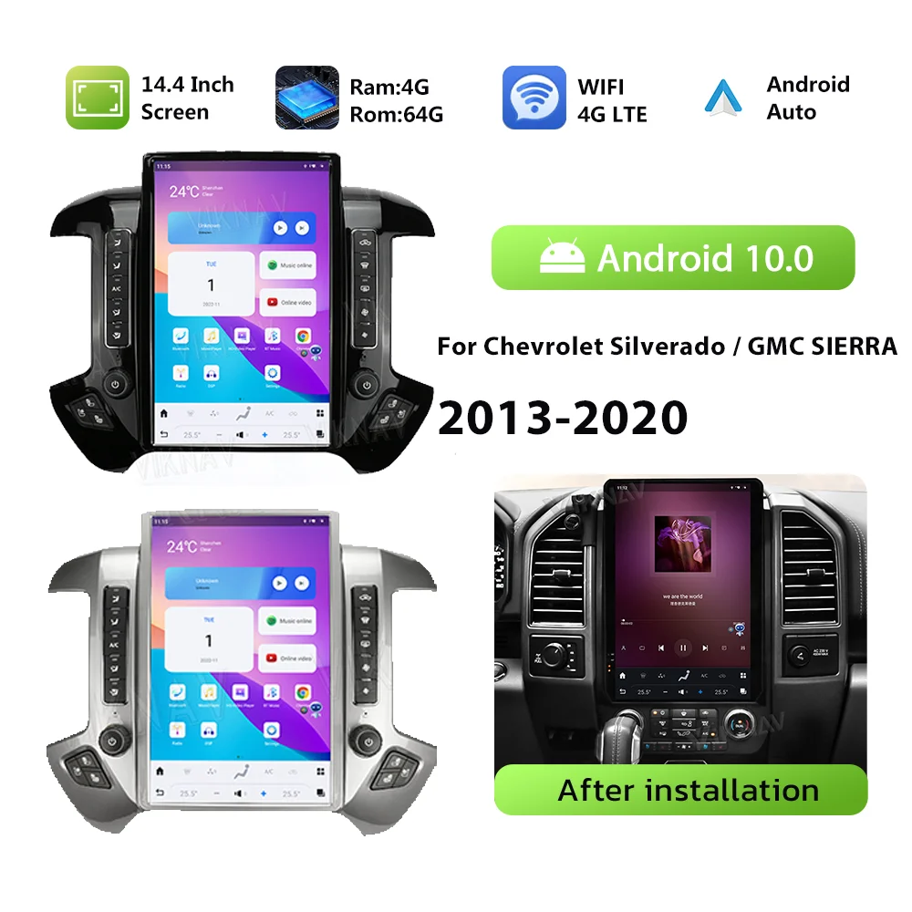 

Qualcomm Car Radio For Chevrolet Silverado / GMC SIERRA 2013-2020 Android 11 Auto Multimedia 128GB Wireless CarPlay 8Core Stereo