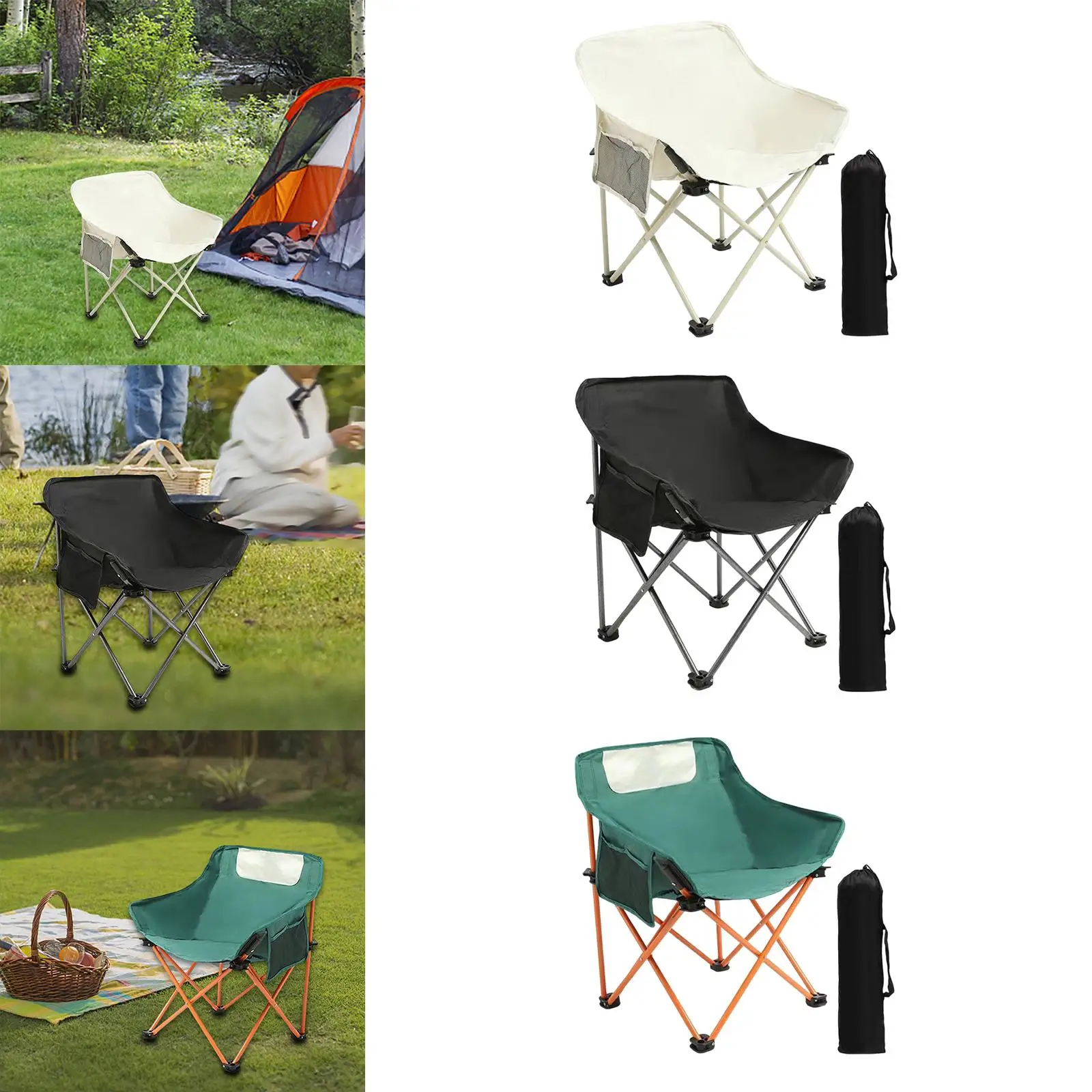 Portable Camping Folding Chair Lightweight Picnics Backpacking Comfortable Collapsible Outdoor Seat for Parties Lawn Garden