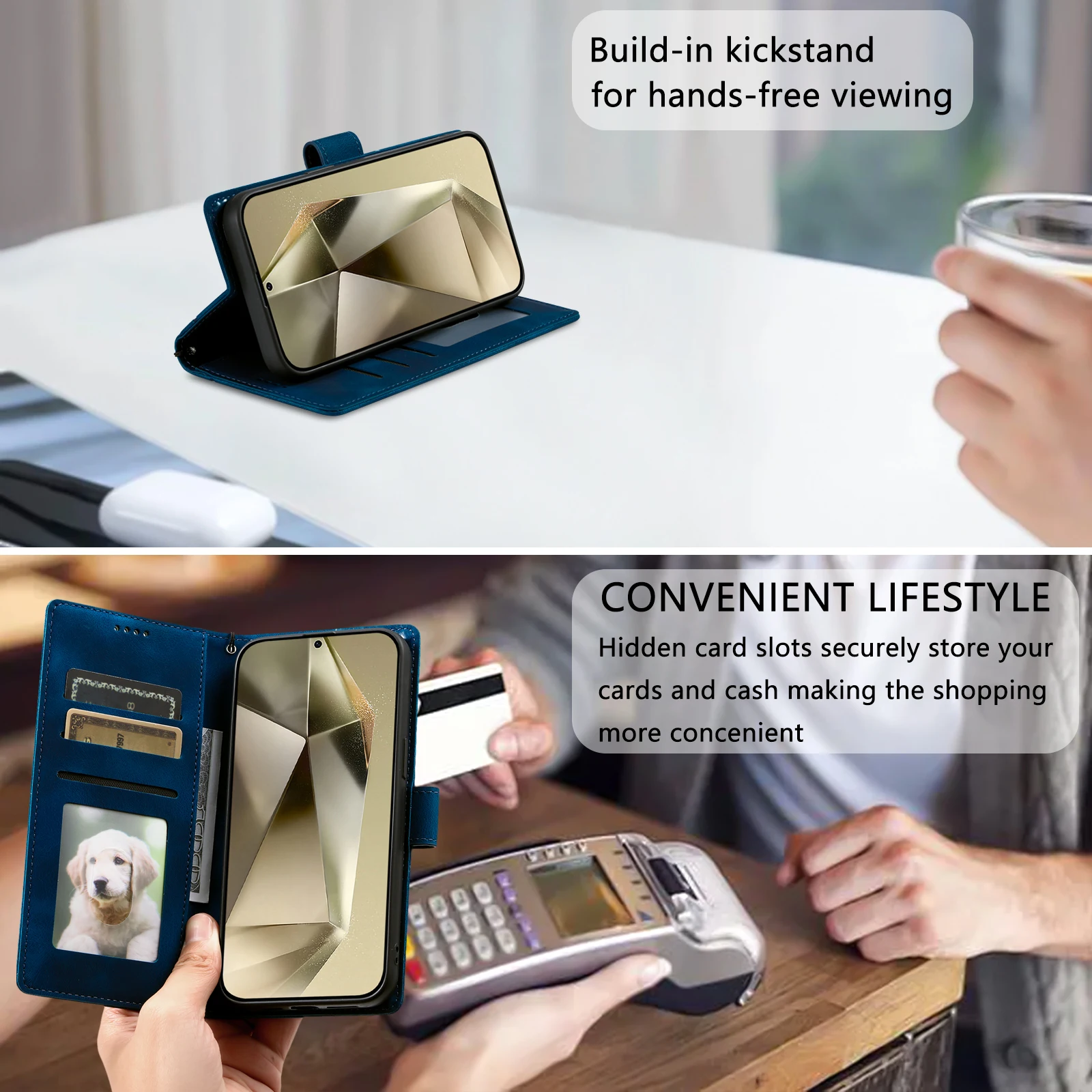 Embossed Totem Leather Wallet Phone Case with Card Holder