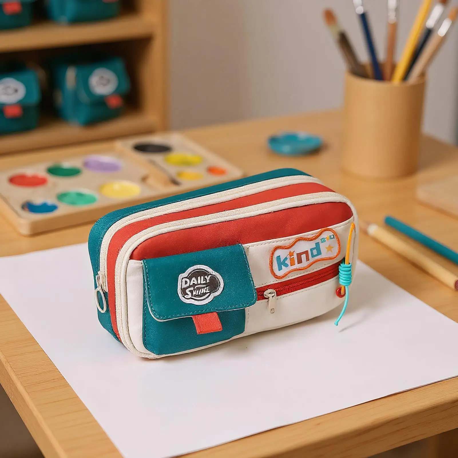 School Pencil Case School Pencil Pouch Vintage Zippered Large Capacity Organizer For Drawing Crayon Makeup Marker Stationery