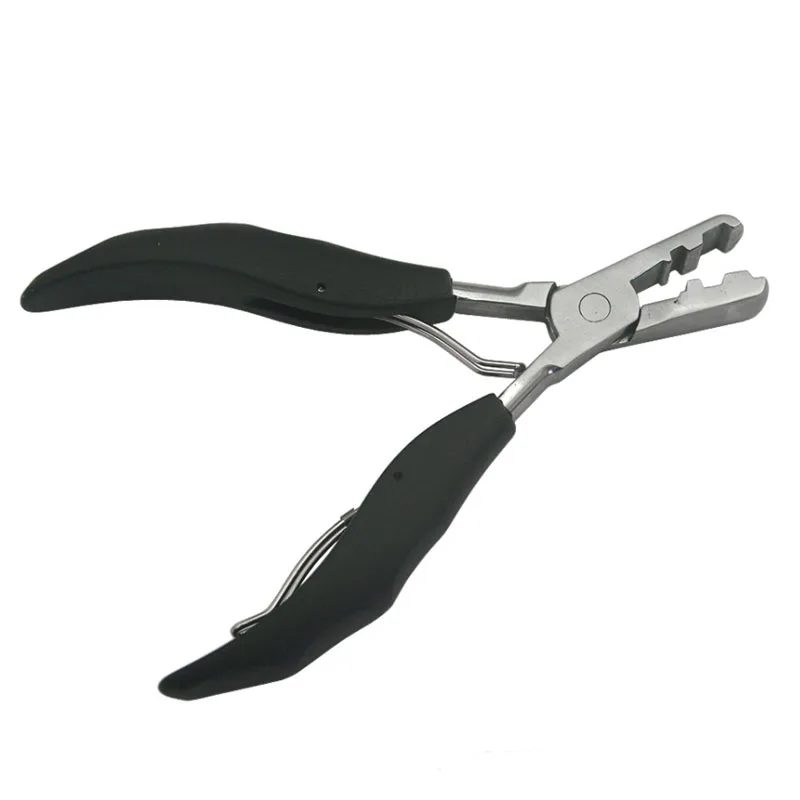 5.7 inch 2 in 1 Black Handle Plier with Flat Grooves 3mm and 5mm grooves Pre-Bonded Hair Extension Clamp