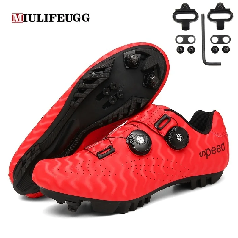 Speed Cycling Flat Shoes MTB with Clits Route Men Road Dirt Bike Sneakers Racing Women Bicycle Mountain Footwear Cleat Spd