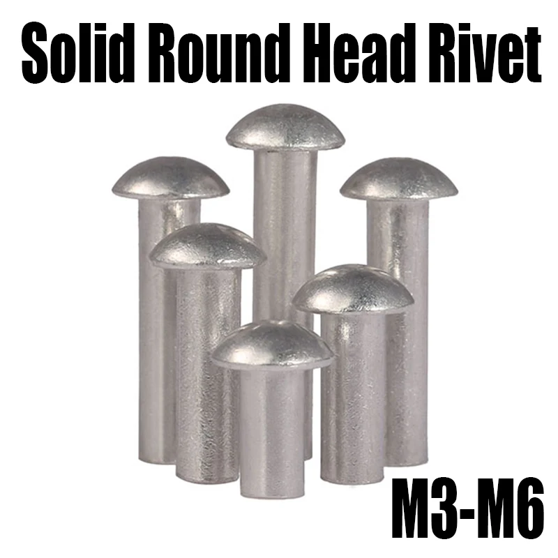 1050PCS M3 M4 M5 M6 Aluminum Solid Round Head Rivet Knock Type Rivet