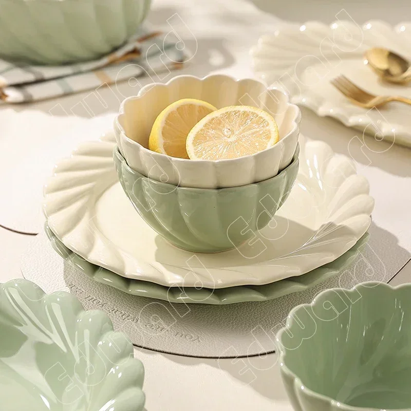 White Nordic Style Dinner Set Nordic Style Tableware Dinner Plate Cream  Color Design Ceramic