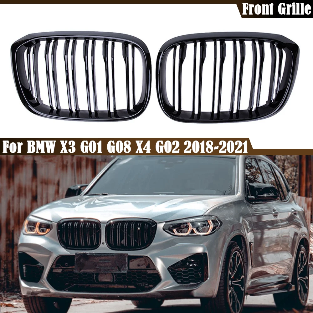 

Высококачественная передняя решетка радиатора для BMW X3, X4, G01, G02, G08, 2018, 2019, 2020, 2021, двойная глянцевая черная решетка для гонок
