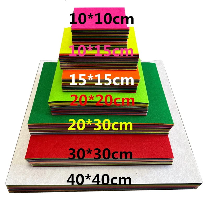 40pcs 30x30/30x20/15x15/15x10cm DIY Polyester Cloth Felts 1mm Home Sewing Wedding Decoration Dolls & Craft