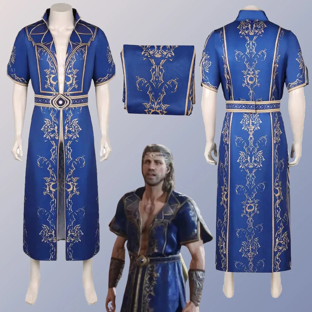 

Gale Cosplay Fantasty Blue Suits Game Balder Gate Costume Adult Men Roleplay Male Fantasy Fancy Dress Up Party Clothes