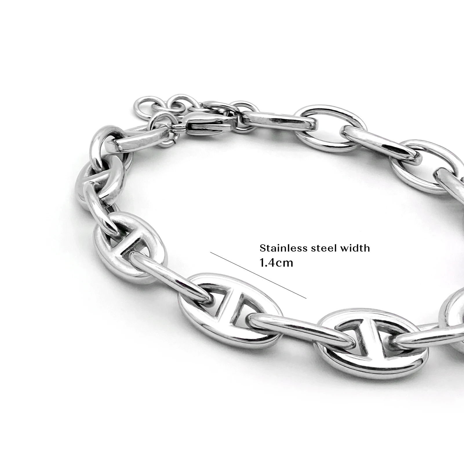 Stainless Steel Handcuff Bracelet for Men Link Chain Adjustable Length 21cm Fashion Gift Box Bracelet Man