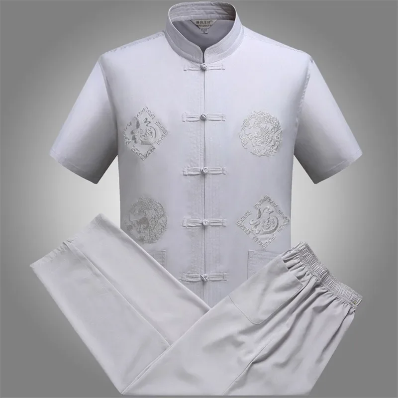 Tang Suit Traditional Chinese Clothing For Men Jackey Chinese Shirt Style News Year Top Pant Hanfu Kung Fu Clothing Blouse Party