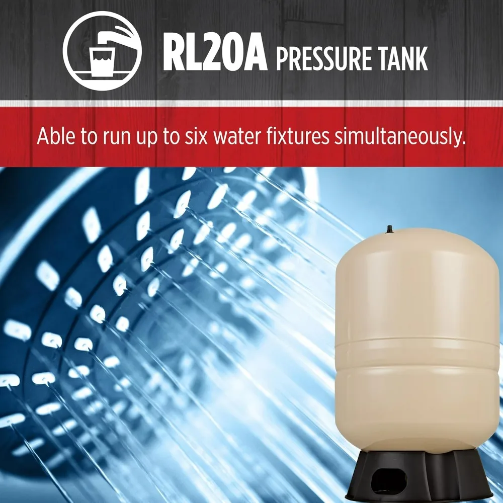 20-Gallon Vertical Pre-Charged Pressure Tank by Red Lion for Well Pumps, Thermoplastic Base, 1-Inch FNPT Elbow System C