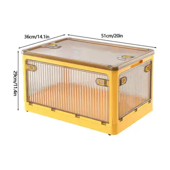 กล่องเก็บของพับได้พร้อมประตูโปร่งใสพร้อมฝาปิดและล้อที่เก็บของเล่นอเนกประสงค์กล่องใส่ของแบบใส 7