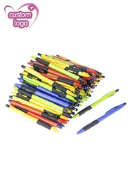 Lot 100pcs Cheap Retractable Plastic Ball Pens Personalized Ballpoint Pen Add Logo Gift Pen Custom Promotional Giveaway Freebie
