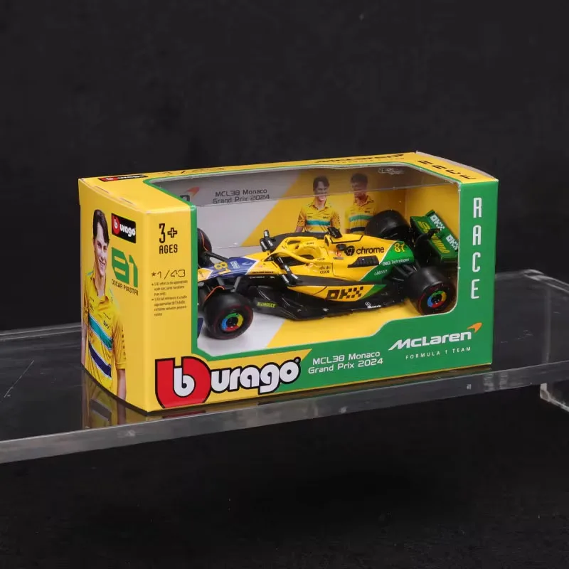 New 2024 Bburago F1 Mclaren Mcl38 Monaco Grand Prix Version Diecast Mclaren Lando Norris #4 #81 Formula Car Model Toy Boy Gift 5