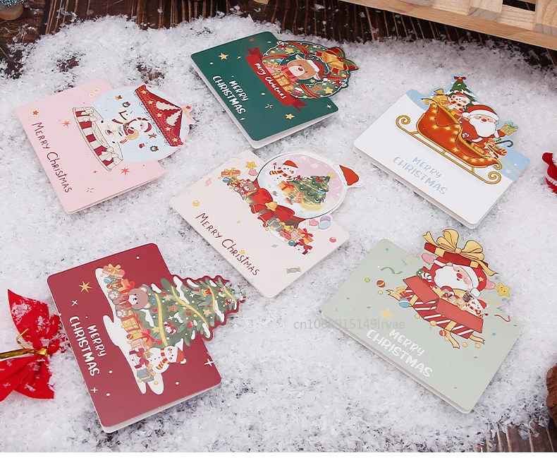 Description Picture 6 of item6PCS Christmas Greeting Card Mini Christmas Blessing Greeting Cards School Envelope Postcard Gift Card For Xmas New Year Gifts
