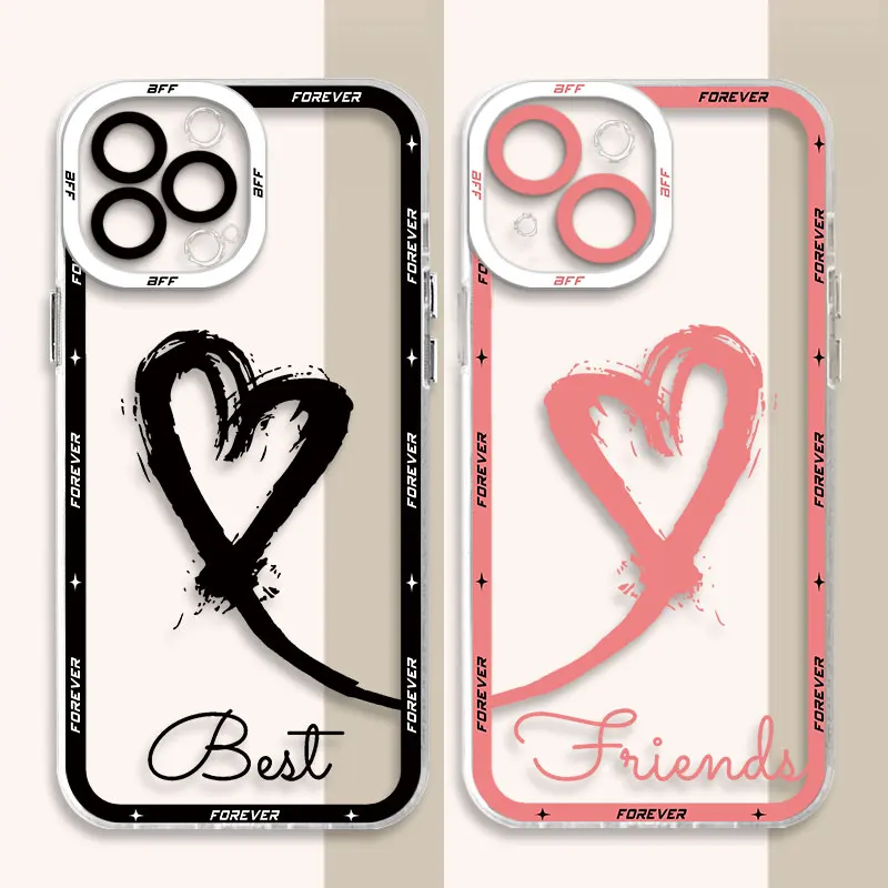 Custodia In Silicone Trasparente Per Redmi Note 12 Pro 9T 10 Pro 11S 11 Pro 8 9 Pro 12S 10 Lite Girls Bff Best Friends Forever Shell Cover