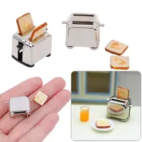 Cute Simulation Food Mini Kitchen Toy Playing House Doll Accessories Toast Machine Miniature Toaster With 2PCS Bread 1