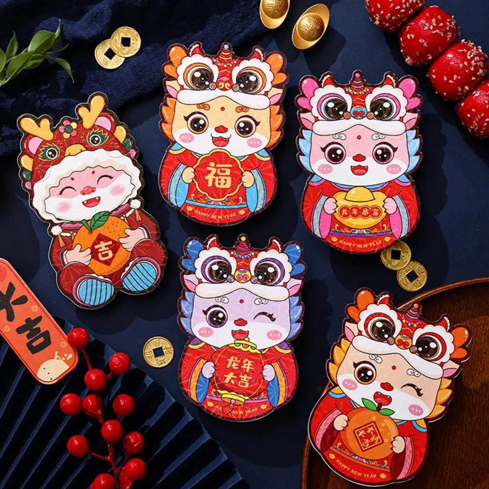 

Chinese New Year Envelopes Traditional Chinese New Year Luck Money Envelopes Vibrant Cartoon Dragon Design Adorable Set of 6