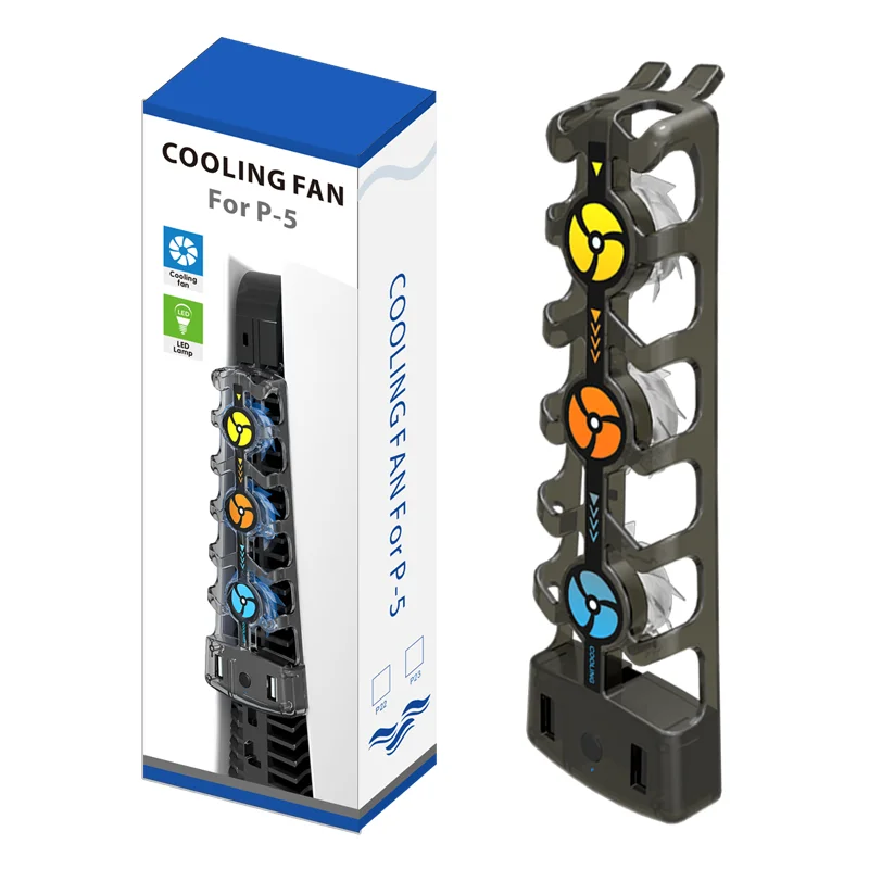 REMANK PS5 Cooling Fan with LED Light PS5 Efficient Cooling System