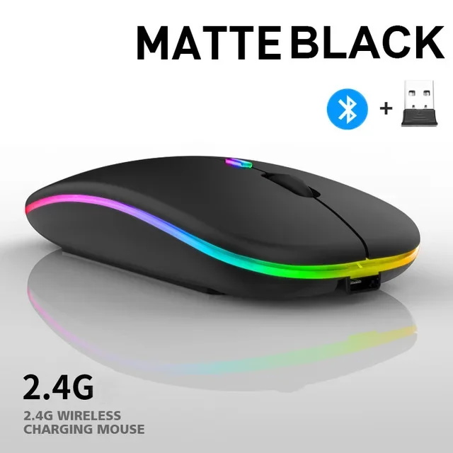 Wireless Bluetooth Mouse Rechargeable LED Bluetooth 5.2 and USB Receiver Portable Silent for Laptop/Desktop/Tablet wireless mouse