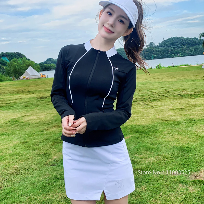 New Golf Women Windproof Jacket Warm Slim Sports Tops Lady Casual Coat Fashion Split Short Skirt Tennis Golf Skorts Suit