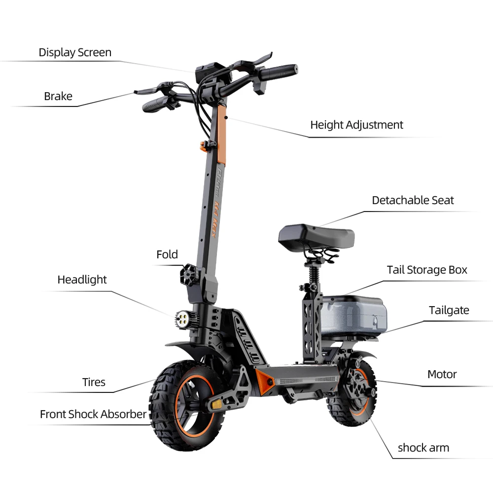 Ruitu M4 Max 1000W Powerful Motor Electric Scooter 10-inch Tire Foldable Scooter Maximum Speed 52 km/h With Box