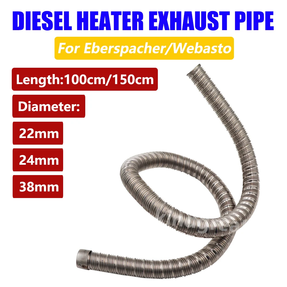 Dual Layer Automotive Heater Exhaust Pipe, 24mm Stainless Steel Exhaust  Pipe 36061296 90394 with Clamps, Air Diesel Heater Exhaust Hose for  Webas-to