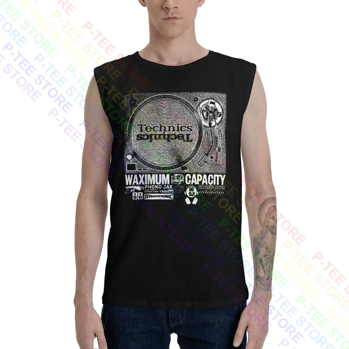 Technics 1200 Music Dee Jay Turntablismo Hip-Hop Canotte Gilet Senza Maniche Camicia Pop Daily Hip Hop Confortevole
