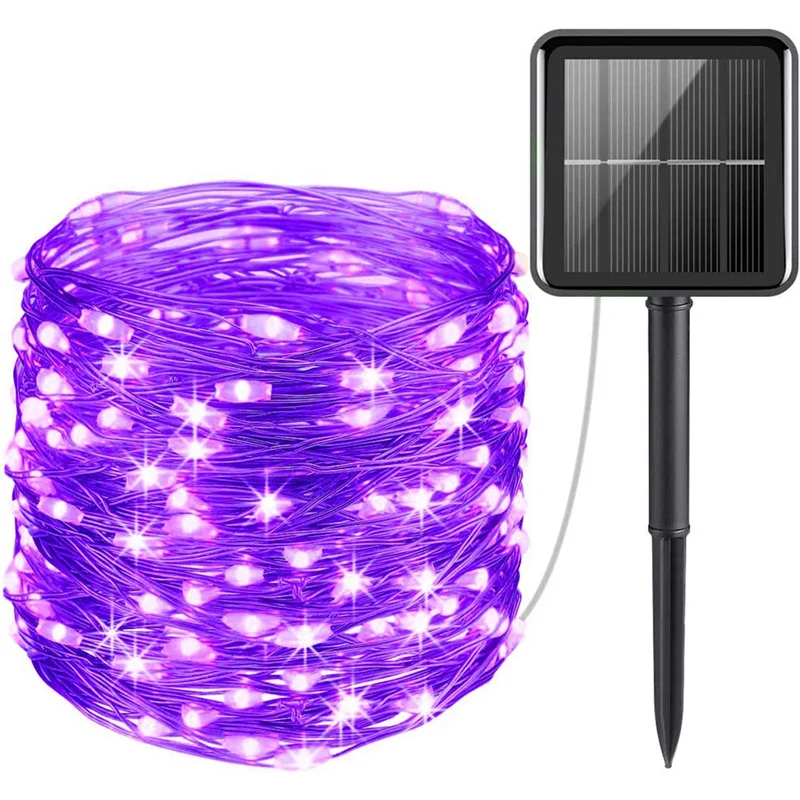 Waterproof Outdoor Solar LED Fairy String Lights - Twinkling Copper Wire for Parties & Garden Decor