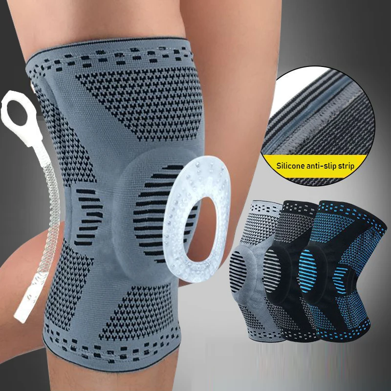

1Pcs Knee Patella Protector Brace Silicone Spring Knee Brace Basketball Running Compression Knee Sleeve Support Sports Knee
