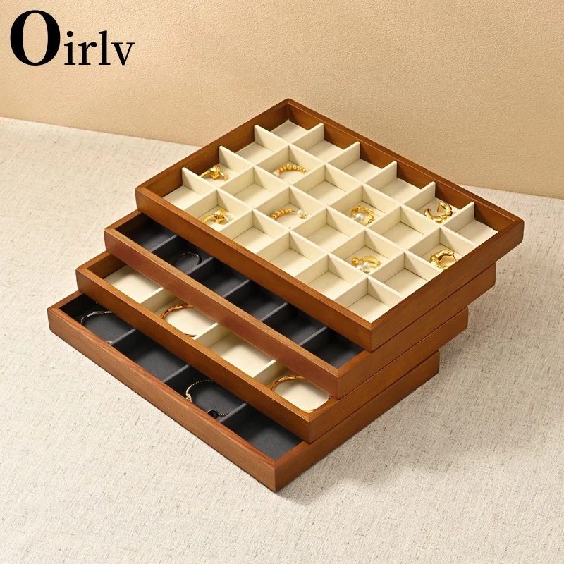 Oirlv Soild Wood Jewelry Display Exquisite Jewellery Holder Portable Ring Earrings Necklace Organizer Box organizator de boys - Image 5