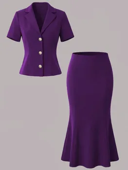 4XL Plus Size Women Clothing 2 Piece Sets New Arrival Matching Two Pieces Sets Office Lady Top And Skirt Suits Outfits Clothing