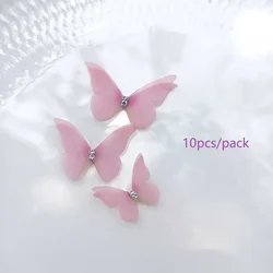 Elegant 3D Double - Layer Polyester Butterfly Decorations for DIY Crafts and Accessories (Set of 10) (Pink)
