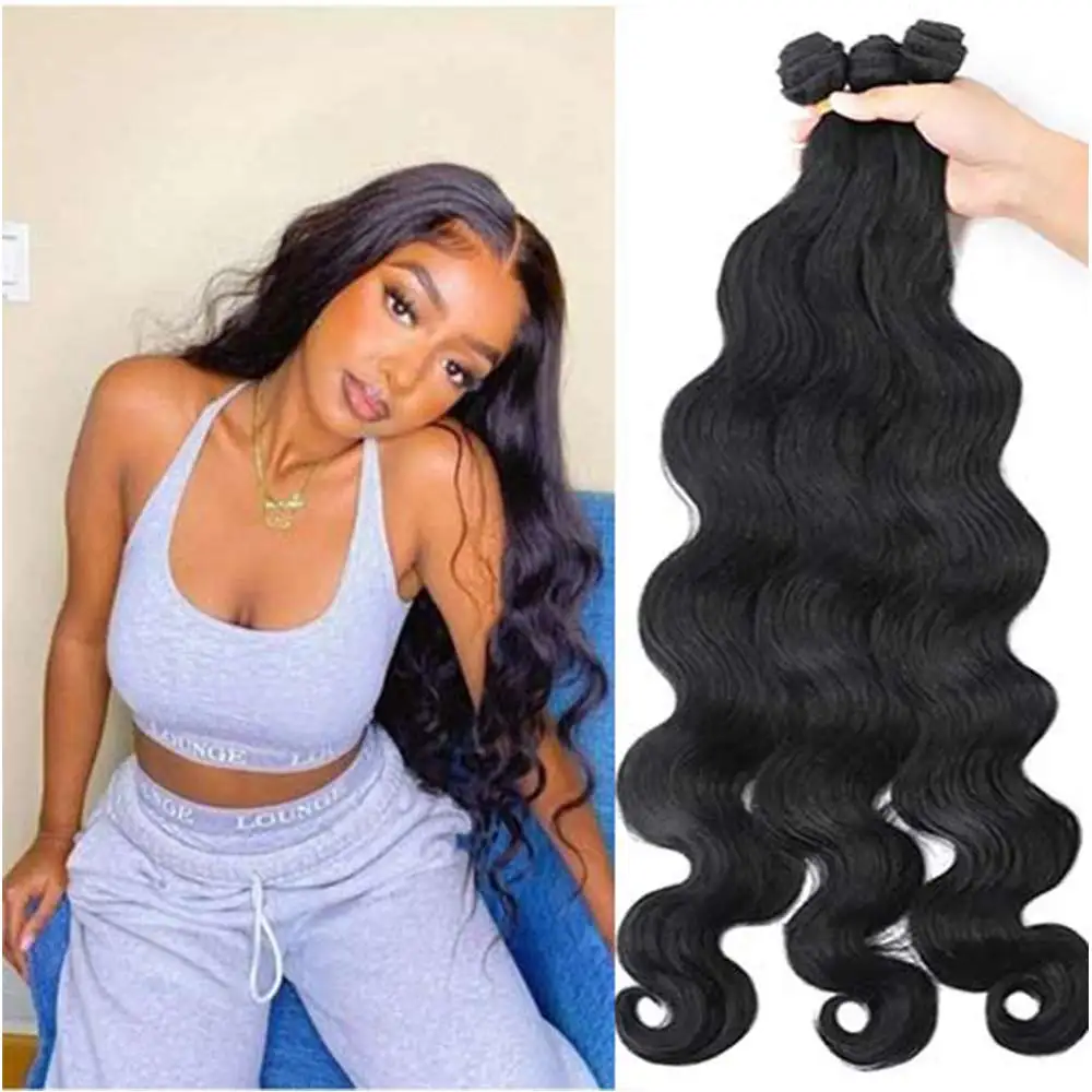 

Body Wave Bundles Brazilian Hair Weaving Soft Natural Synthetic Hair Extensions Colorful Body Wave Top Quality Thick Hair 26 "