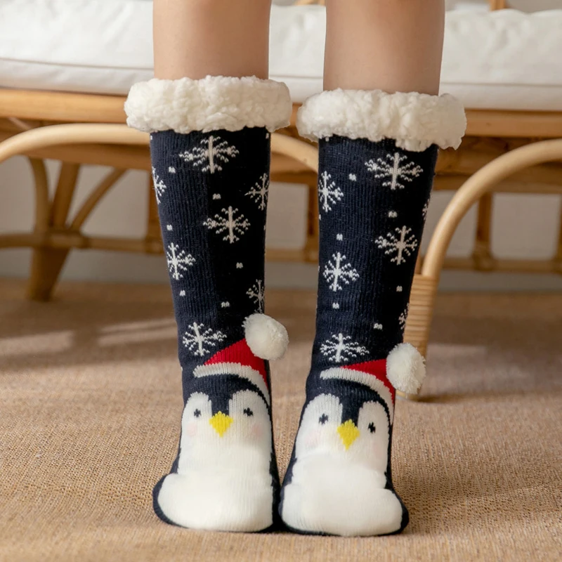 2023 neue Nette Warme Verdicken Plus Baumwolle Winter Frauen Socken Weihnachten Kawaii Strumpf Weihnachten Geschenk Hause Boden Zimmer Lustige Socke_voghion.com