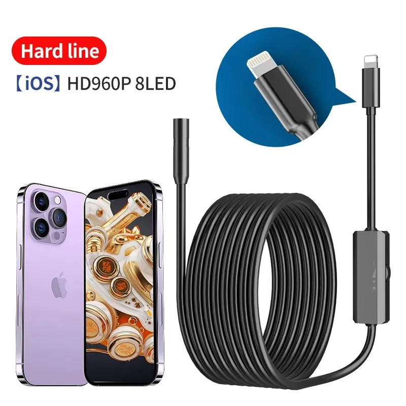 

8MM Endoscope Camera 720P HD USB Endoscope with 8 LED IP67 Waterproof Inspection Borescope For IOS Iphone Endoscope