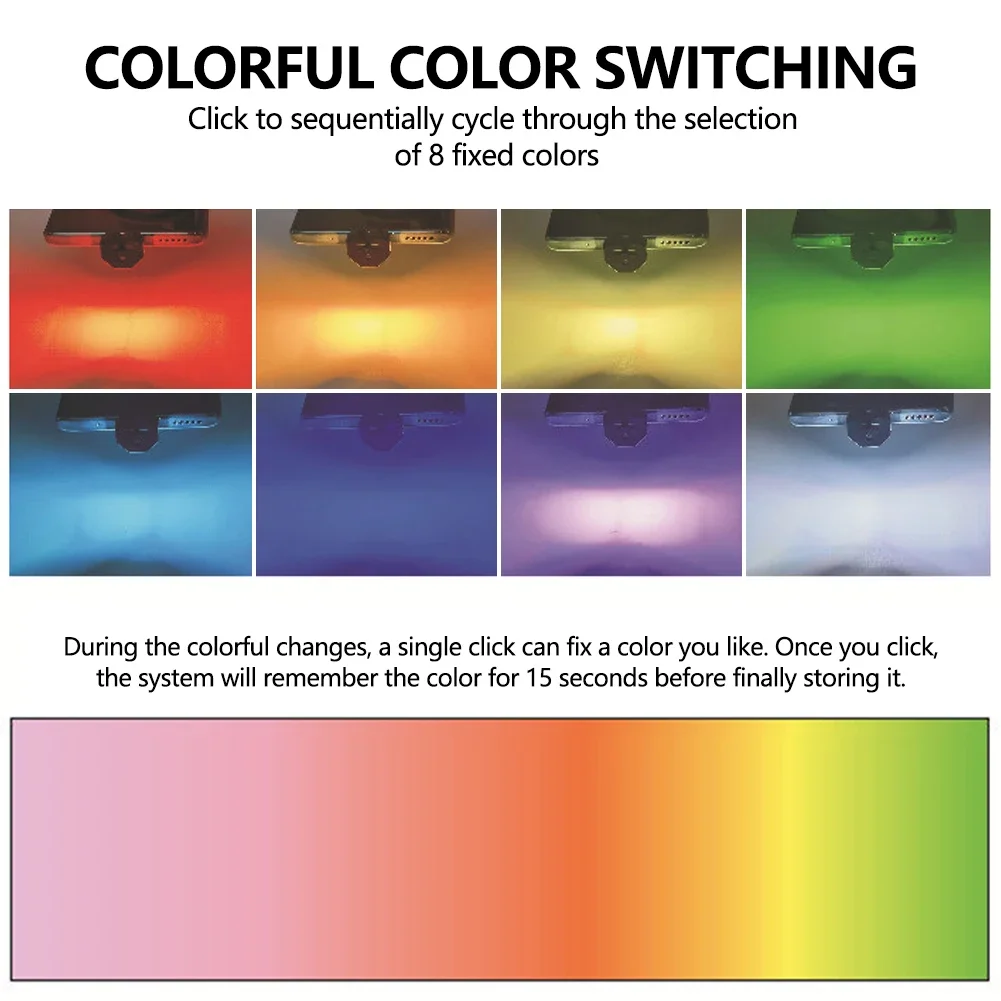 1/2 Pezzi Luce LED per Auto Tipo-C con Sensore di Luce Automatico, Illuminazione Ambientale RGB Notturna, Direzione Regolabile, Lampada USB per Decorazione Interna del Veicolo - immagine 4