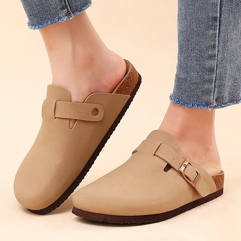 Litfun Fashion Suede Clogs For Women Men Slip-on Cork Footbed Mules And Slippers Soft With Arch Support Cork Cozy Footbed Sandal