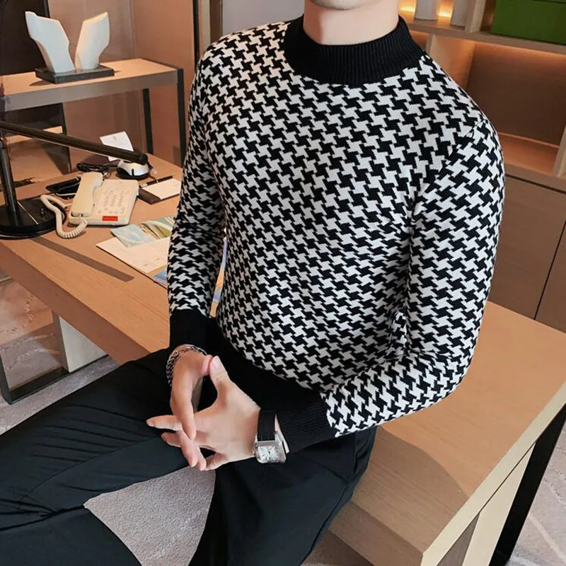 yeqedu #5889 Mohair Sweater Men Gradient Color Thick Warm Winter Mens Pullover Sweaters Long Sleeve Knitted